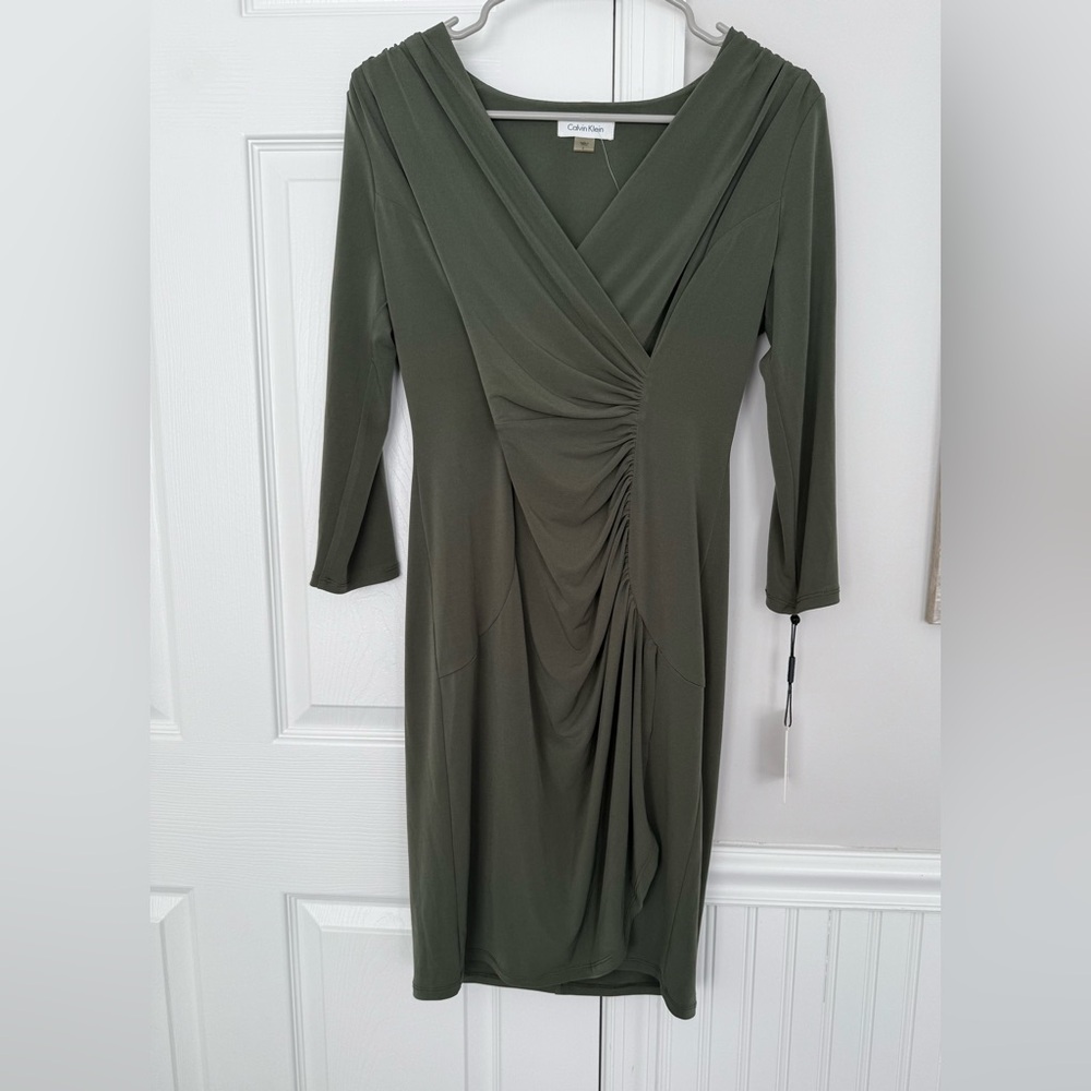 Calvin Klein Olive Long Sleeve Dress